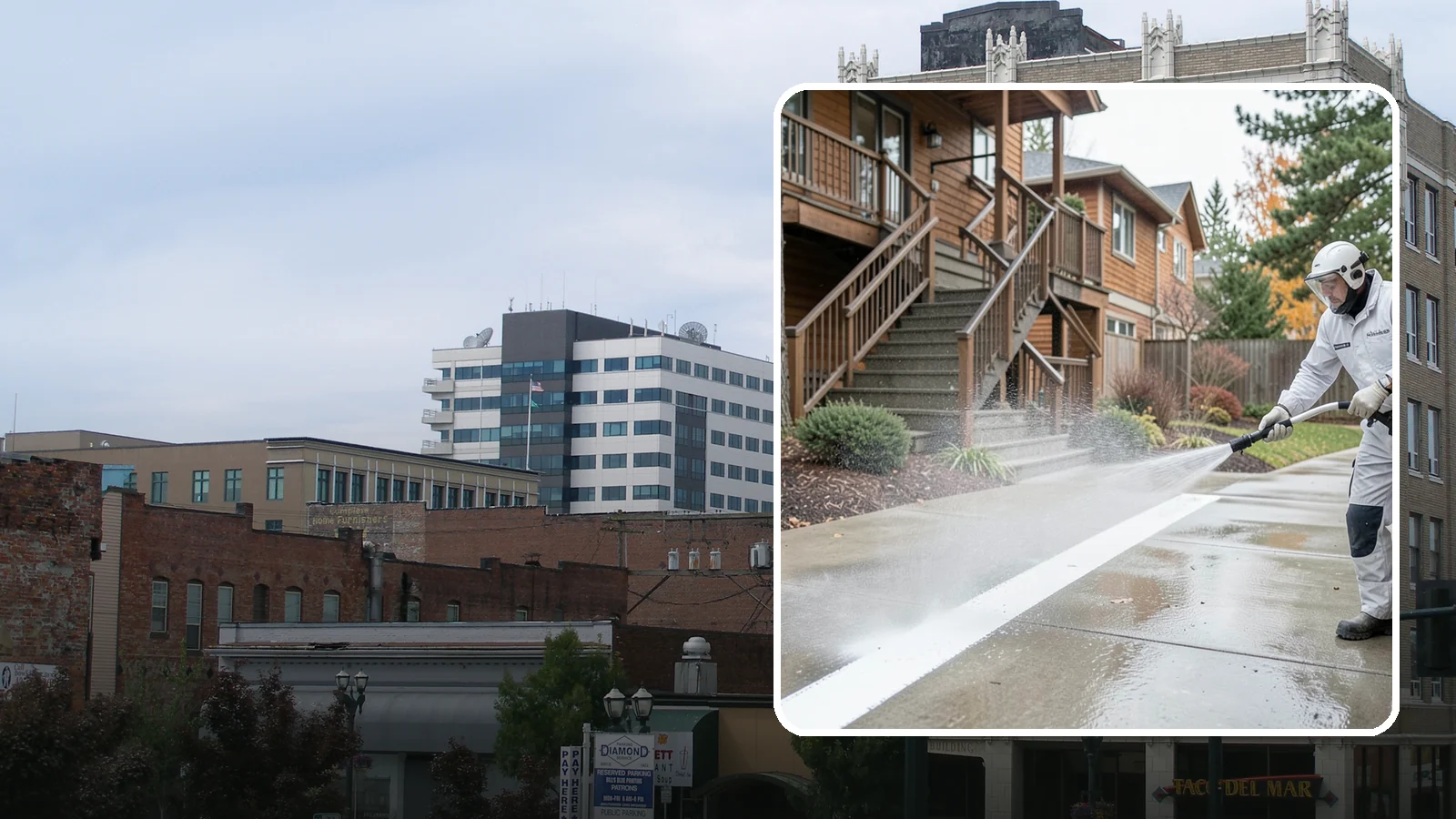 Stairwell Cleaning in Everett, Snohomish County, WA - Detailed cleaning of commercial and multi-level stairwells that removes grime, spills, and slick buildup from high-traffic steps...