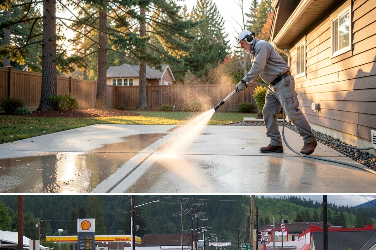 Stairwell Cleaning in Granite Falls, Snohomish County, WA - Stairwells benefit from cleaning two to three times a year, with priority through the wet fall and winter when algae peaks.