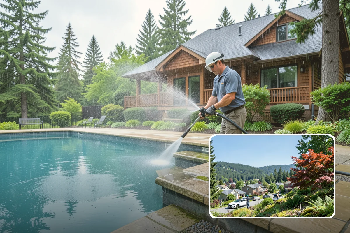 Stairwell Cleaning in Index, Snohomish County, WA - Removes slick algae and grime from shaded treads