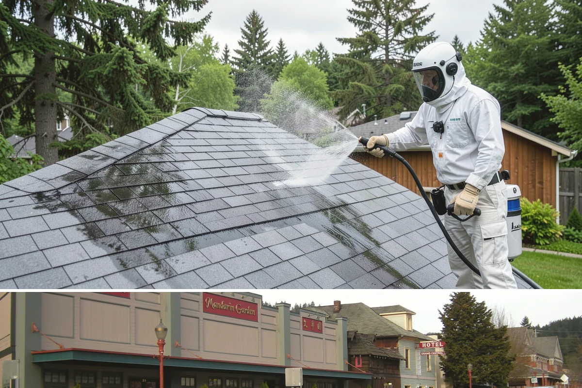 Stairwell Cleaning in Issaquah, King County, WA - Stairwells benefit from cleaning two to three times a year, with priority through the wet fall and winter when algae peaks.