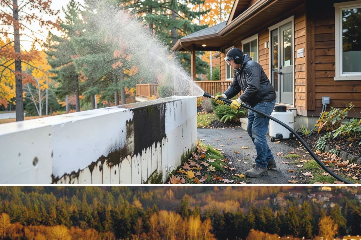 Stairwell Cleaning in Kenmore, King County, WA - Stairwells benefit from cleaning two to three times a year, with priority through the wet fall and winter when algae peaks.