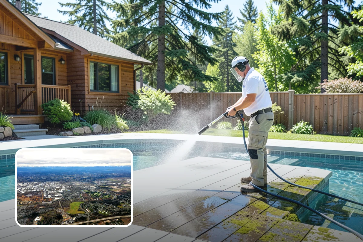 Stairwell Cleaning in Kent, King County, WA - Removes slick algae and grime from shaded treads