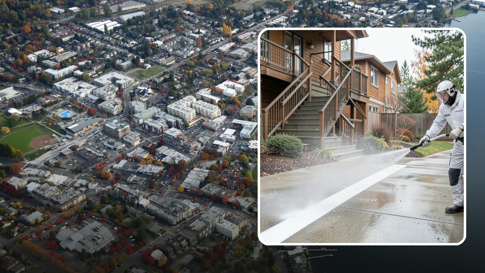 Stairwell Cleaning in Kirkland, King County, WA - Detailed cleaning of commercial and multi-level stairwells that removes grime, spills, and slick buildup from high-traffic steps...
