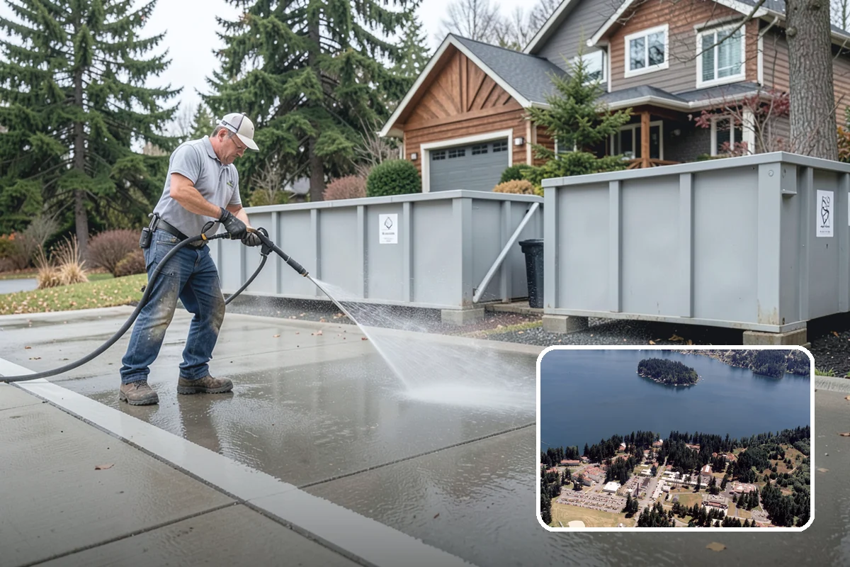 Stairwell Cleaning in Lakewood, Pierce County, WA - Removes slick algae and grime from shaded treads