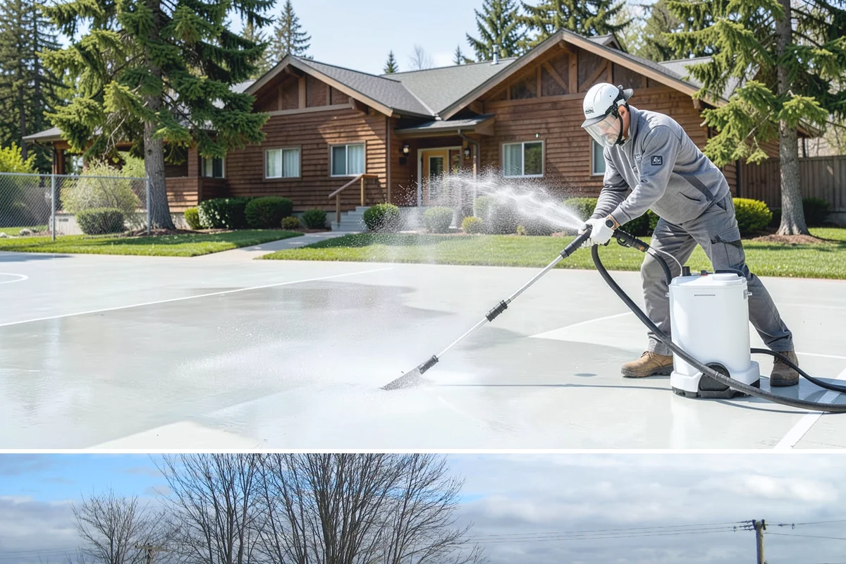 Stairwell Cleaning in Langley, Island County, WA - Stairwells benefit from cleaning two to three times a year, with priority through the wet fall and winter when algae peaks.