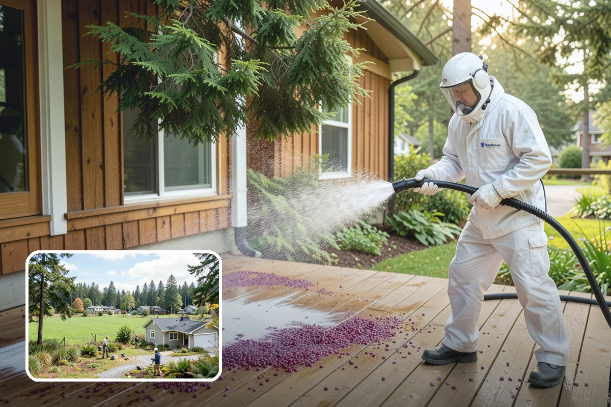 Stairwell Cleaning in Lyman, Skagit County, WA - Removes slick algae and grime from shaded treads