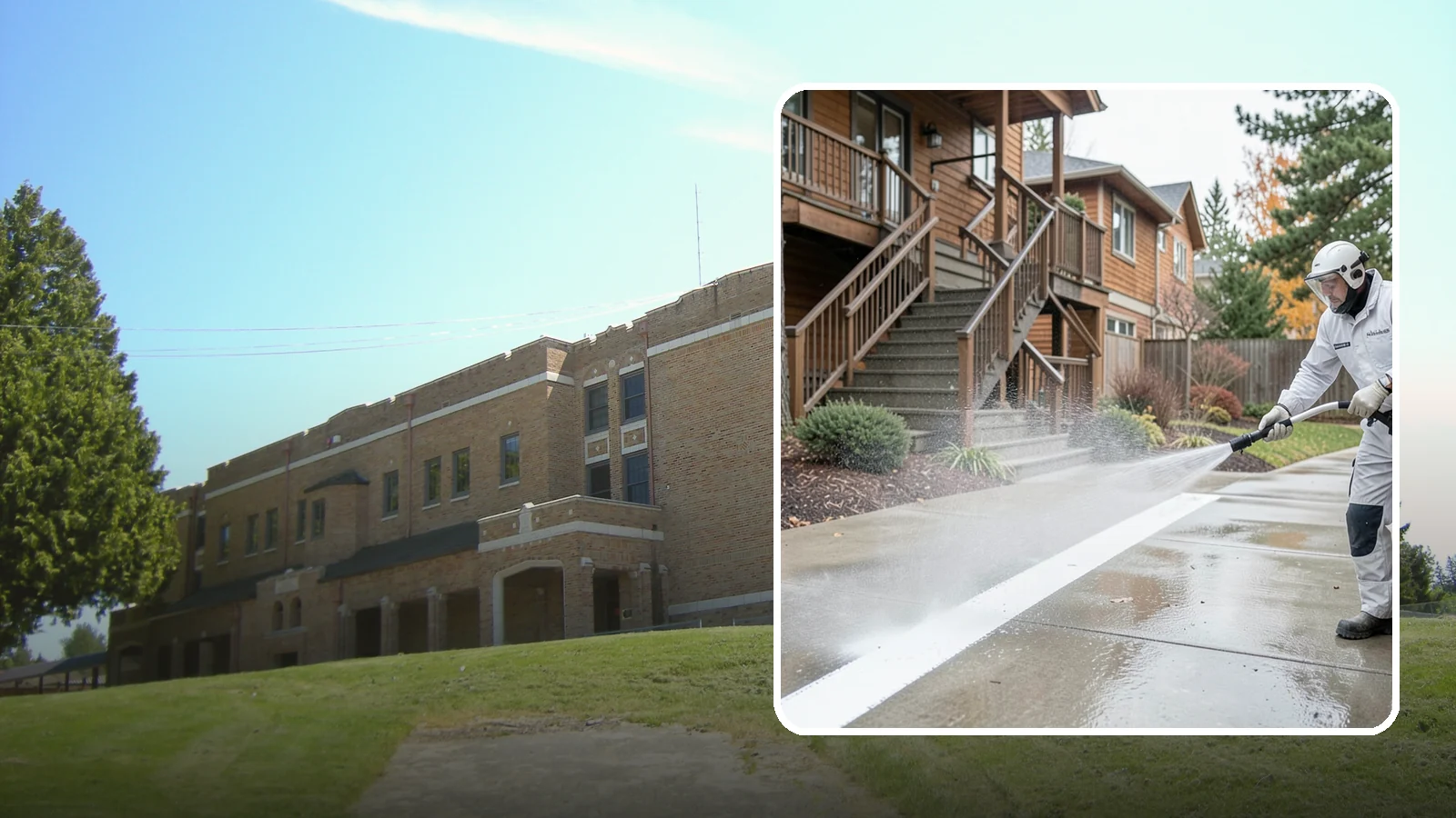 Stairwell Cleaning in Maple Valley, King County, WA - Detailed cleaning of commercial and multi-level stairwells that removes grime, spills, and slick buildup from high-traffic steps...