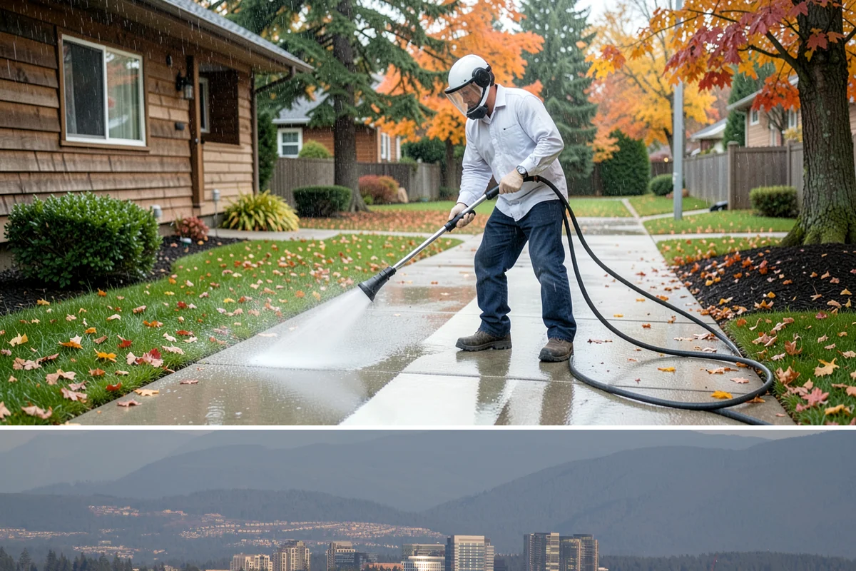 Stairwell Cleaning in Medina, King County, WA - Stairwells benefit from cleaning two to three times a year, with priority through the wet fall and winter when algae peaks.