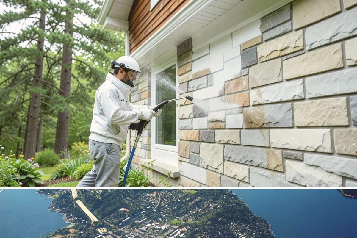 Stairwell Cleaning in Mercer Island, King County, WA - Stairwells benefit from cleaning two to three times a year, with priority through the wet fall and winter when algae peaks.