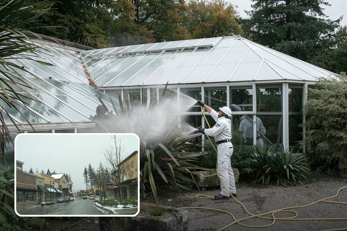 Stairwell Cleaning in Mill Creek, Snohomish County, WA - Removes slick algae and grime from shaded treads