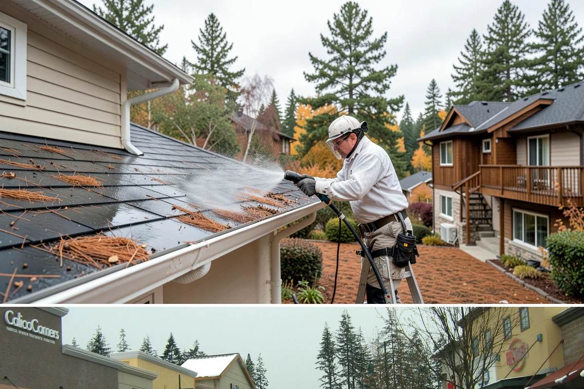 Stairwell Cleaning in Mill Creek, Snohomish County, WA - Stairwells benefit from cleaning two to three times a year, with priority through the wet fall and winter when algae peaks.