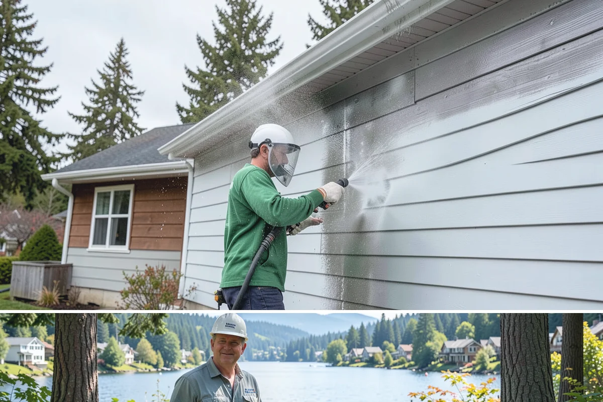 Stairwell Cleaning in Milton, King County, WA - Stairwells benefit from cleaning two to three times a year, with priority through the wet fall and winter when algae peaks.