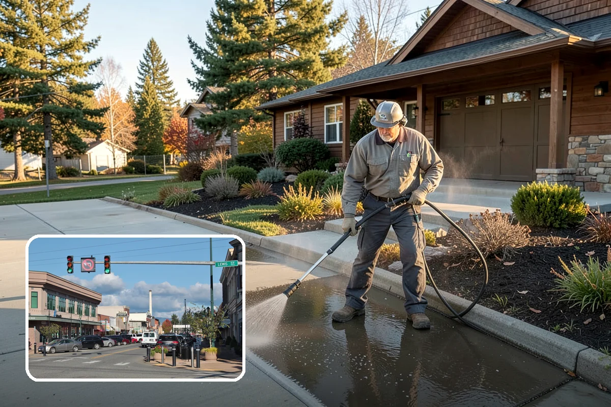 Stairwell Cleaning in Monroe, Snohomish County, WA - Removes slick algae and grime from shaded treads