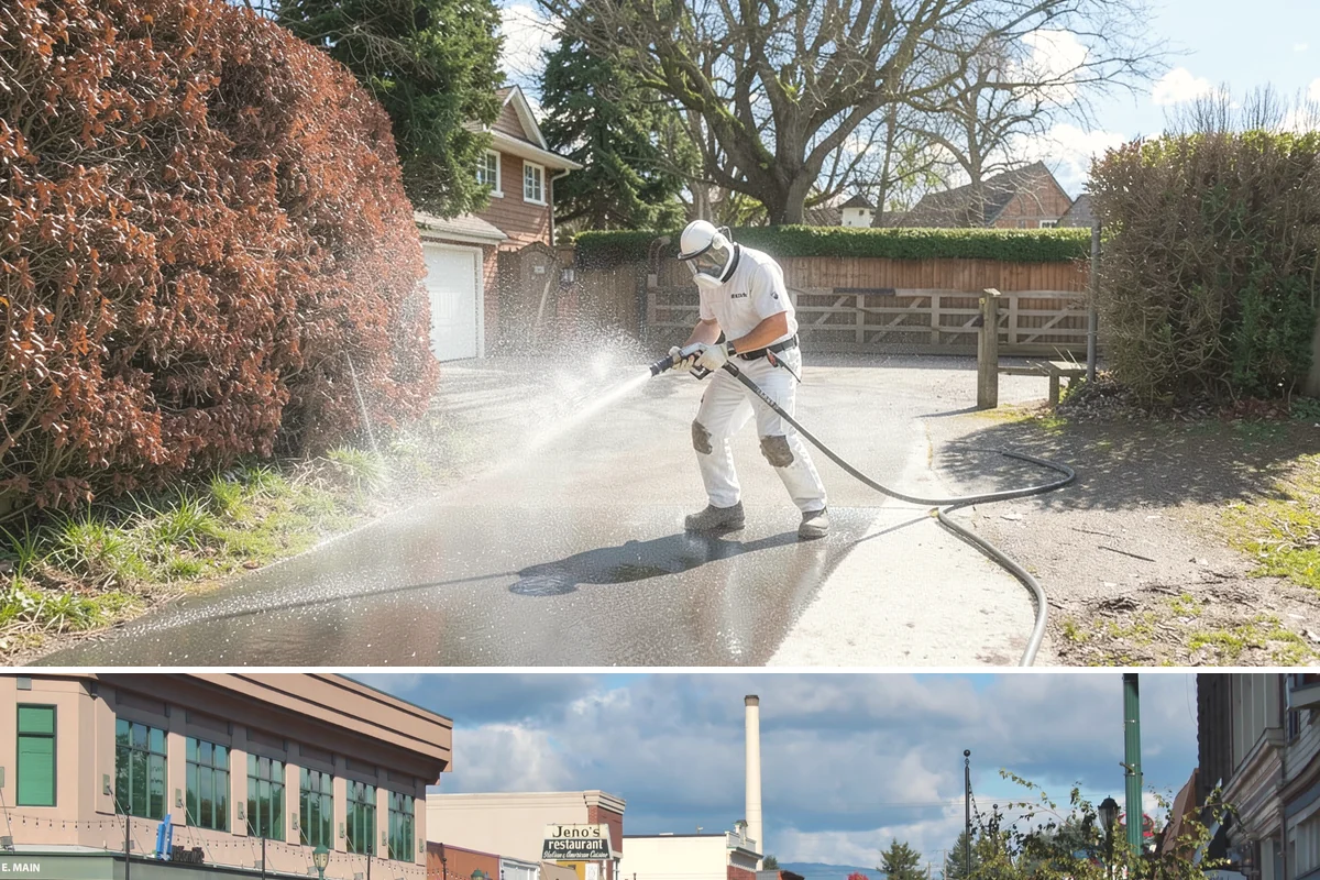 Stairwell Cleaning in Monroe, Snohomish County, WA - Stairwells benefit from cleaning two to three times a year, with priority through the wet fall and winter when algae peaks.