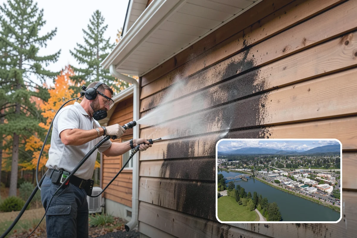 Stairwell Cleaning in Mount Vernon, Skagit County, WA - Removes slick algae and grime from shaded treads