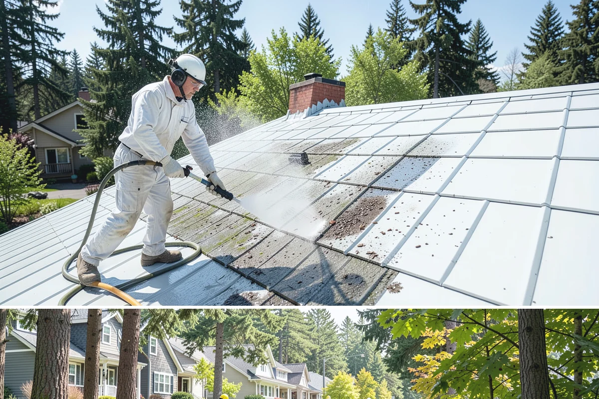 Stairwell Cleaning in Normandy Park, King County, WA - Stairwells benefit from cleaning two to three times a year, with priority through the wet fall and winter when algae peaks.