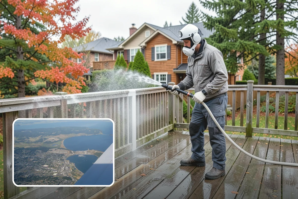 Stairwell Cleaning in Oak Harbor, Island County, WA - Removes slick algae and grime from shaded treads