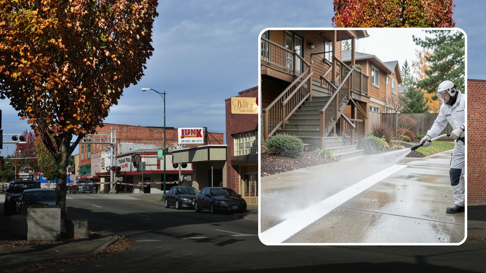 Stairwell Cleaning in Puyallup, Pierce County, WA - Detailed cleaning of commercial and multi-level stairwells that removes grime, spills, and slick buildup from high-traffic steps...