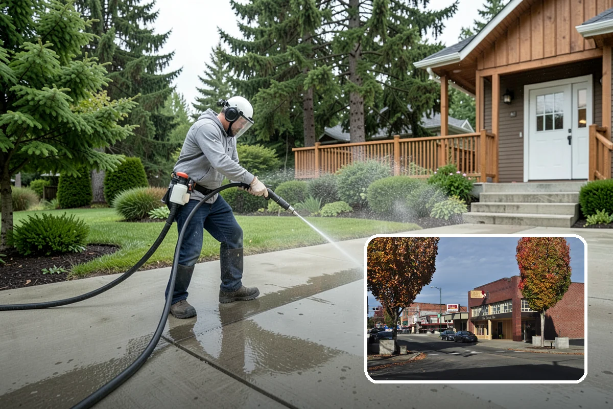 Stairwell Cleaning in Puyallup, Pierce County, WA - Removes slick algae and grime from shaded treads