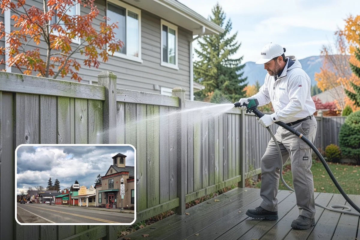 Stairwell Cleaning in Roy, Pierce County, WA - Removes slick algae and grime from shaded treads