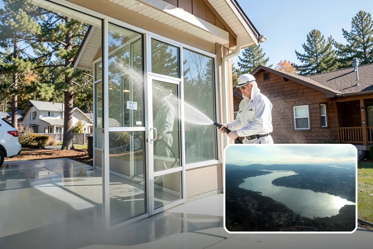 Stairwell Cleaning in Sammamish, King County, WA - Removes slick algae and grime from shaded treads