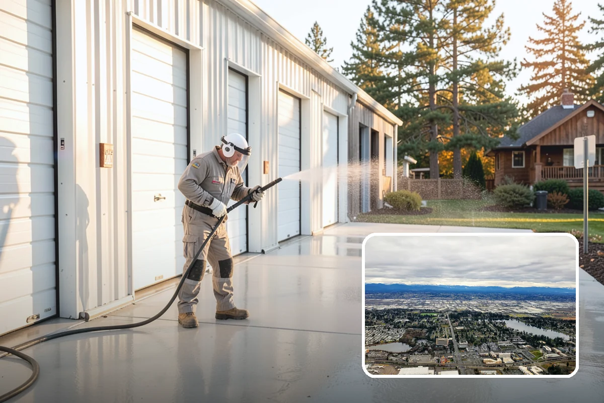 Stairwell Cleaning in SeaTac, King County, WA - Removes slick algae and grime from shaded treads