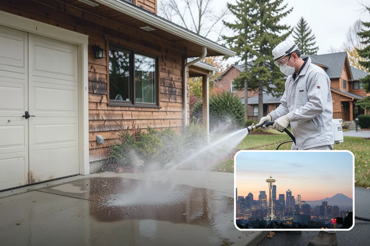 Stairwell Cleaning in Seattle, King County, WA - Removes slick algae and grime from shaded treads
