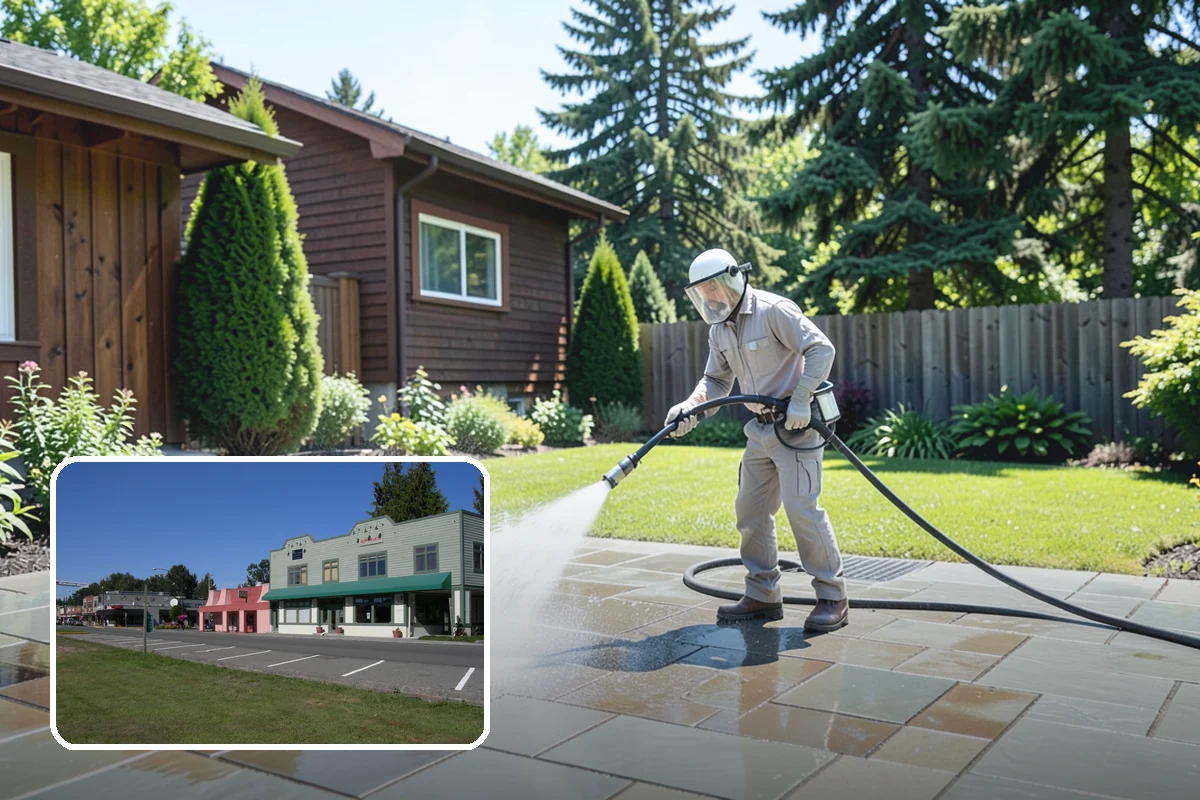Stairwell Cleaning in Snoqualmie, King County, WA - Removes slick algae and grime from shaded treads