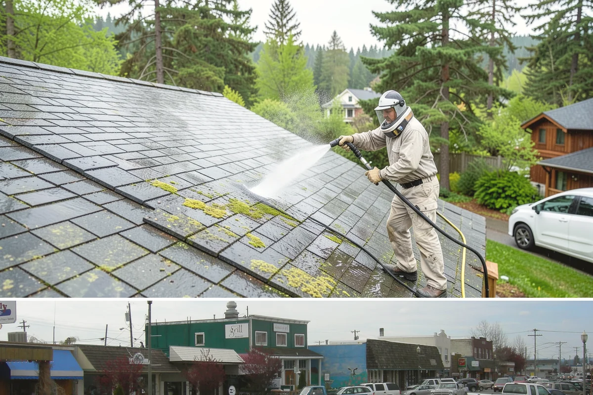 Stairwell Cleaning in Stanwood, Snohomish County, WA - Stairwells benefit from cleaning two to three times a year, with priority through the wet fall and winter when algae peaks.