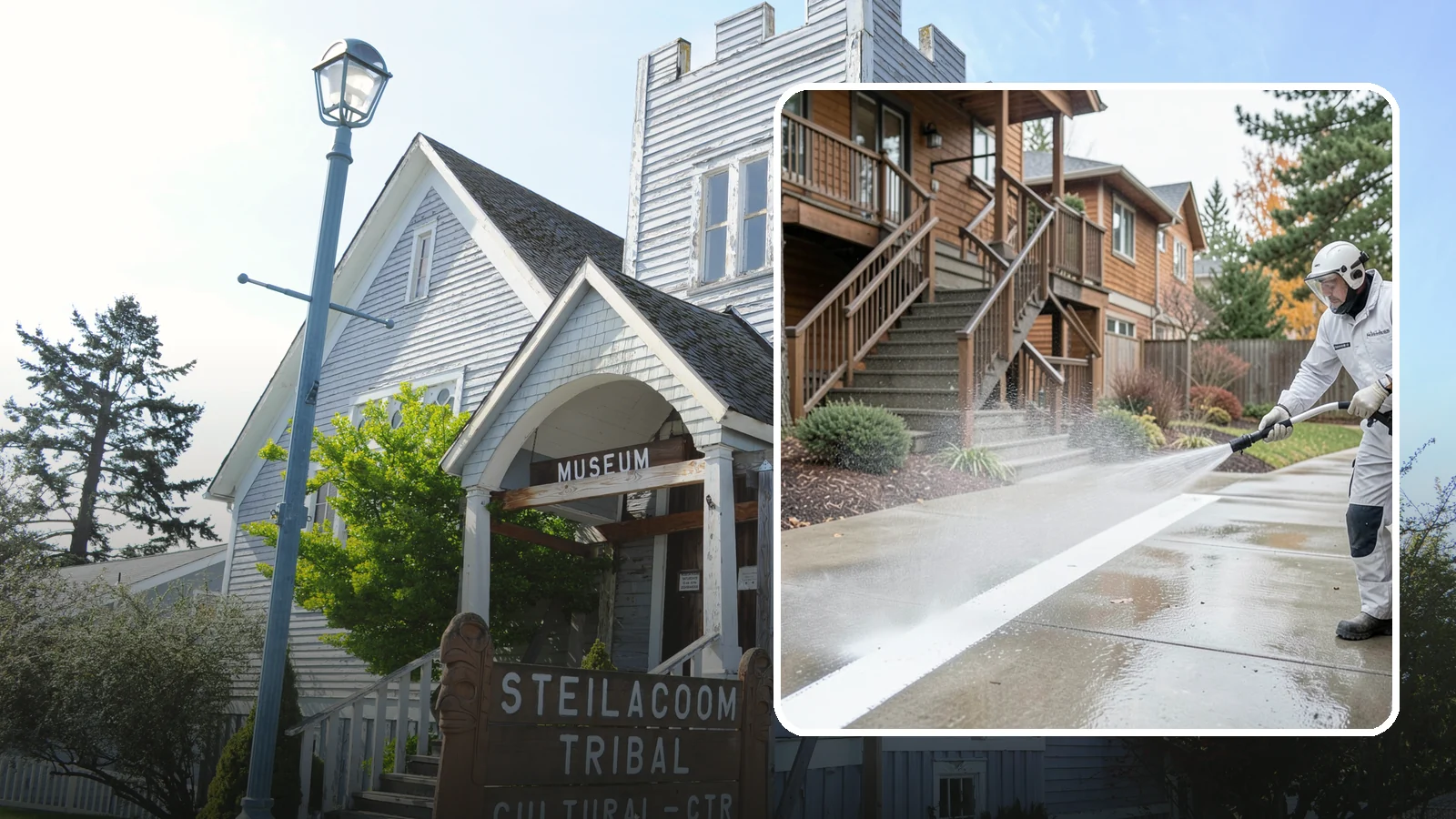Stairwell Cleaning in Steilacoom, Pierce County, WA - Detailed cleaning of commercial and multi-level stairwells that removes grime, spills, and slick buildup from high-traffic steps...