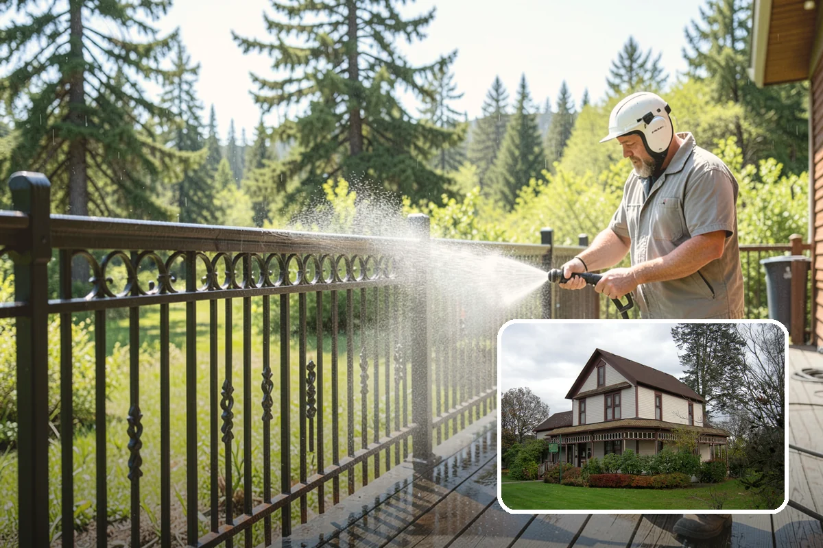 Stairwell Cleaning in Sumner, Pierce County, WA - Removes slick algae and grime from shaded treads