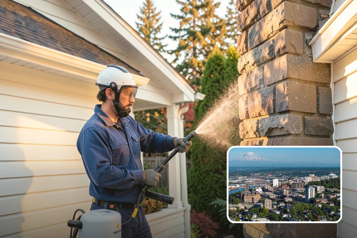 Stairwell Cleaning in Tacoma, Pierce County, WA - Removes slick algae and grime from shaded treads