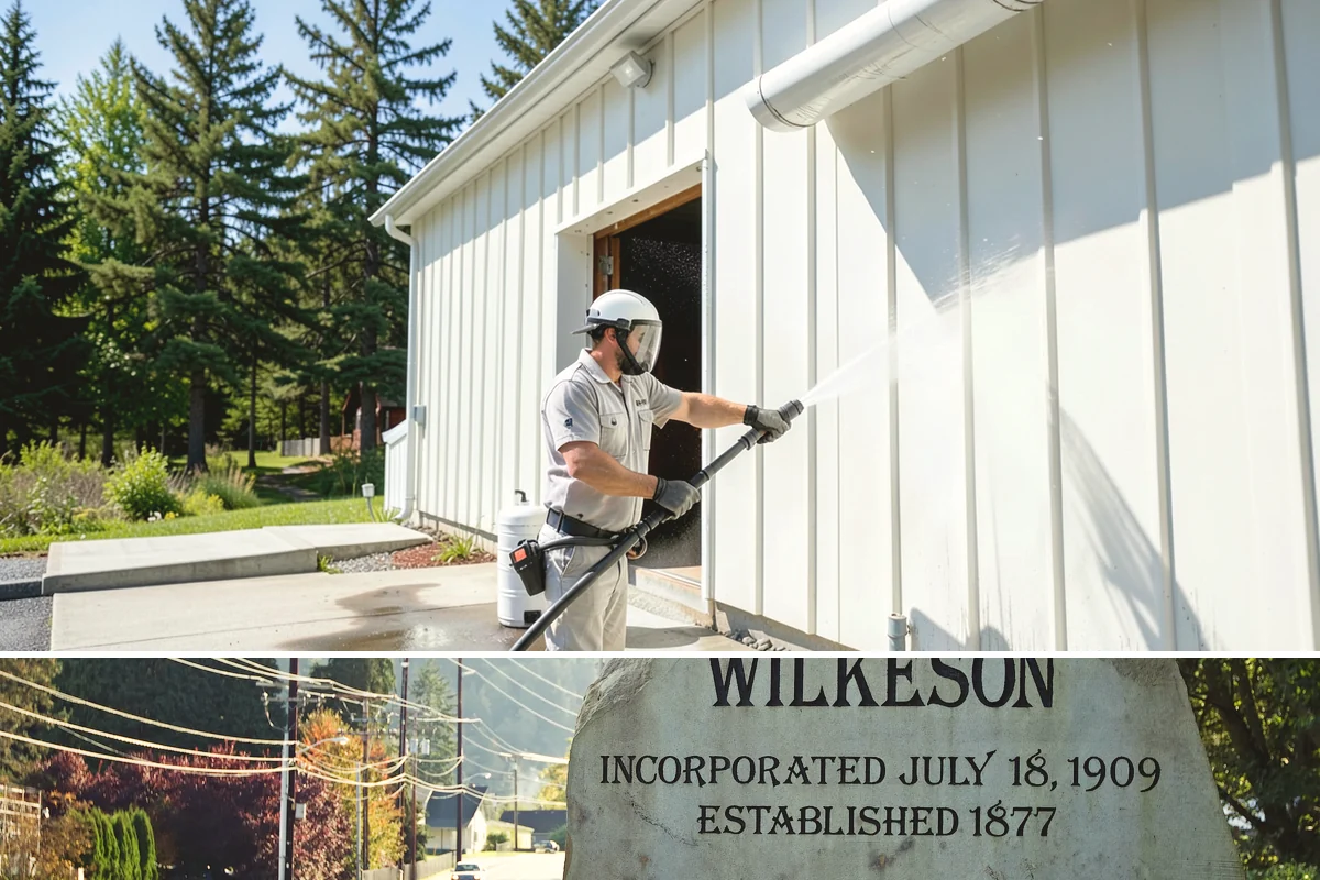 Stairwell Cleaning in Wilkeson, Pierce County, WA - Stairwells benefit from cleaning two to three times a year, with priority through the wet fall and winter when algae peaks.