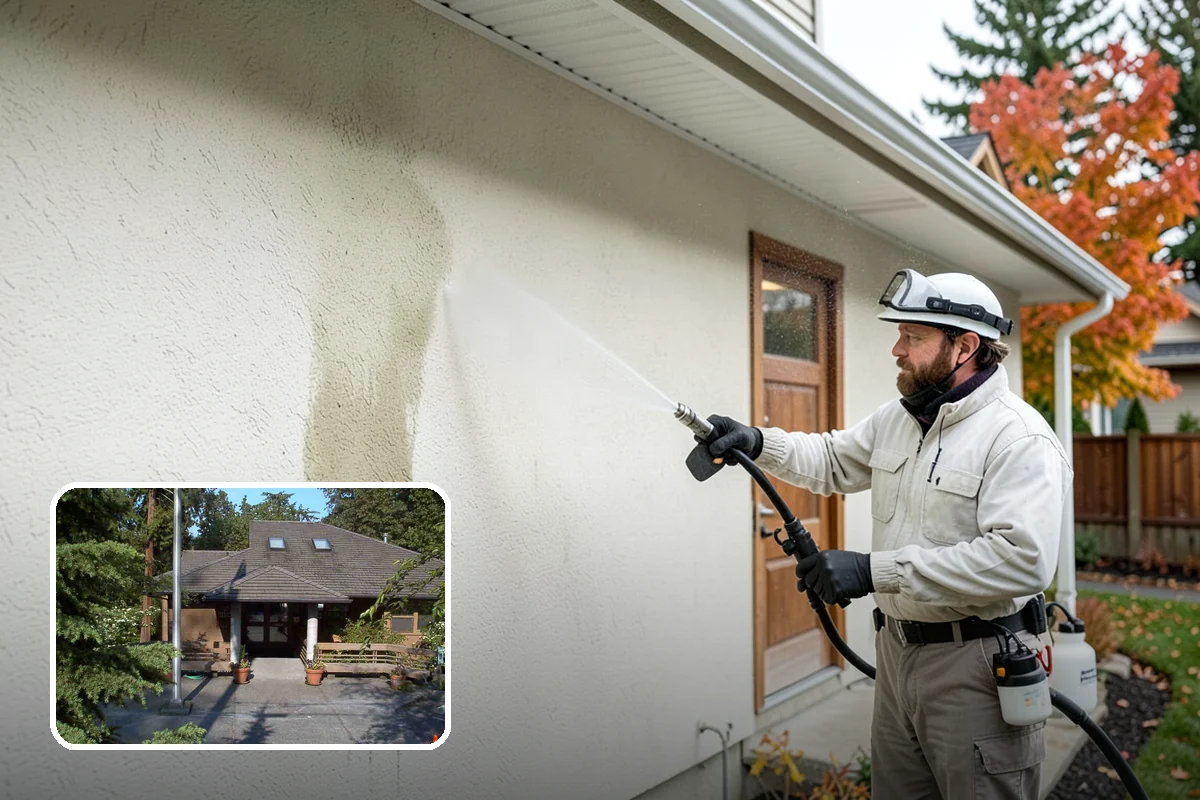 Stairwell Cleaning in Yarrow Point, King County, WA - Removes slick algae and grime from shaded treads