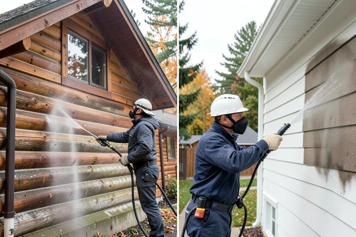 Step Pressure Washing in Arlington, Snohomish County, WA - Sweep loose debris and pre-soak the steps
