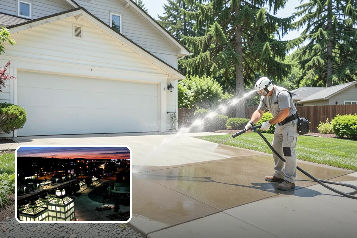 Step Pressure Washing in Auburn, King County, WA - Strips compacted grime from step surfaces
