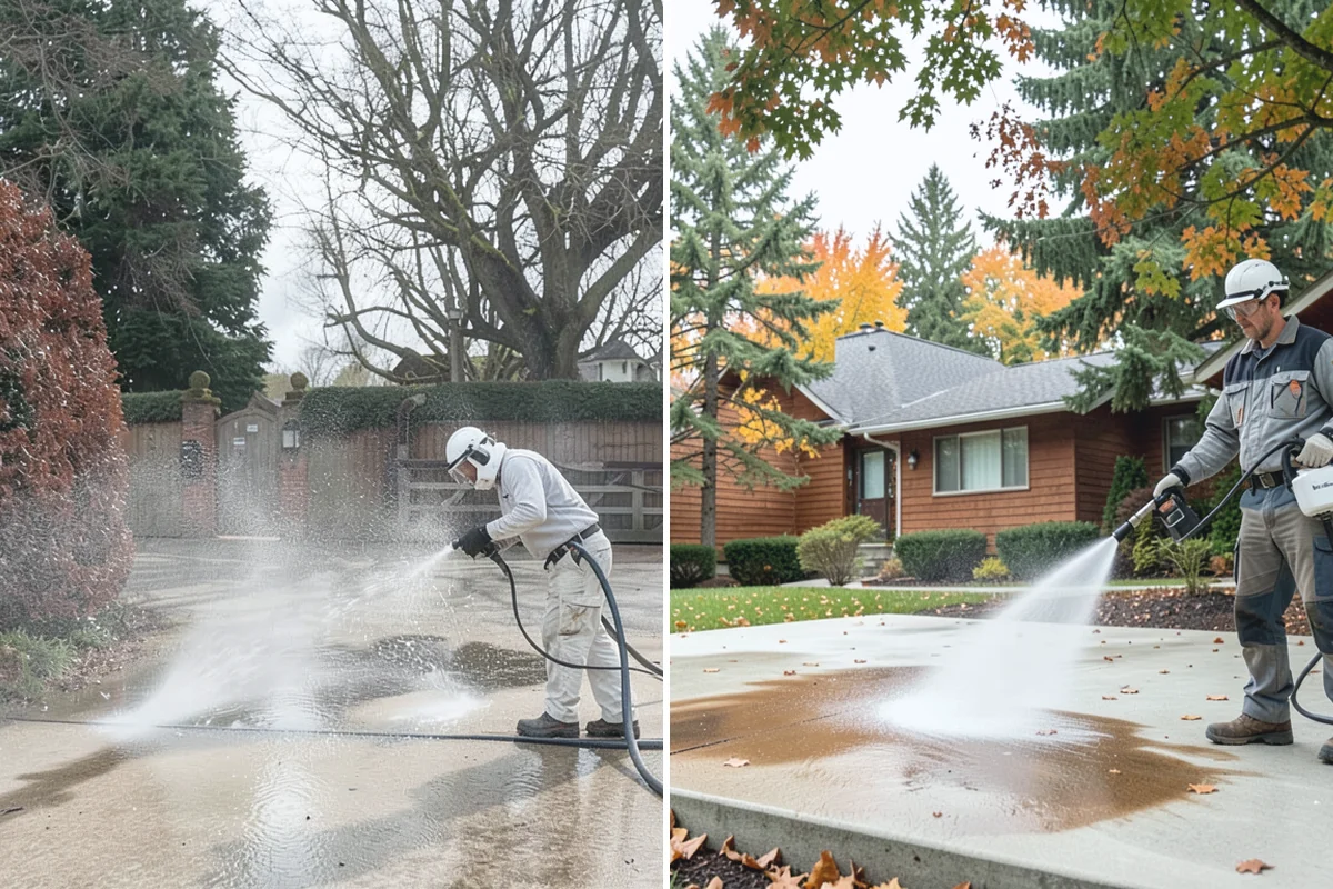 Step Pressure Washing in Auburn, King County, WA - Sweep loose debris and pre-soak the steps