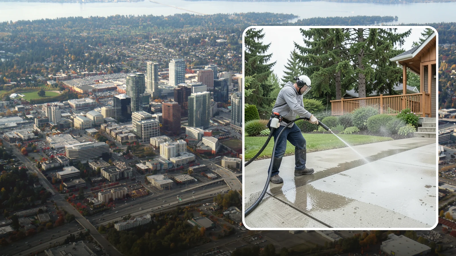 Step Pressure Washing in Bellevue, King County, WA - Pressure wash concrete and hardscape steps to strip built-up grime and restore safe grip.