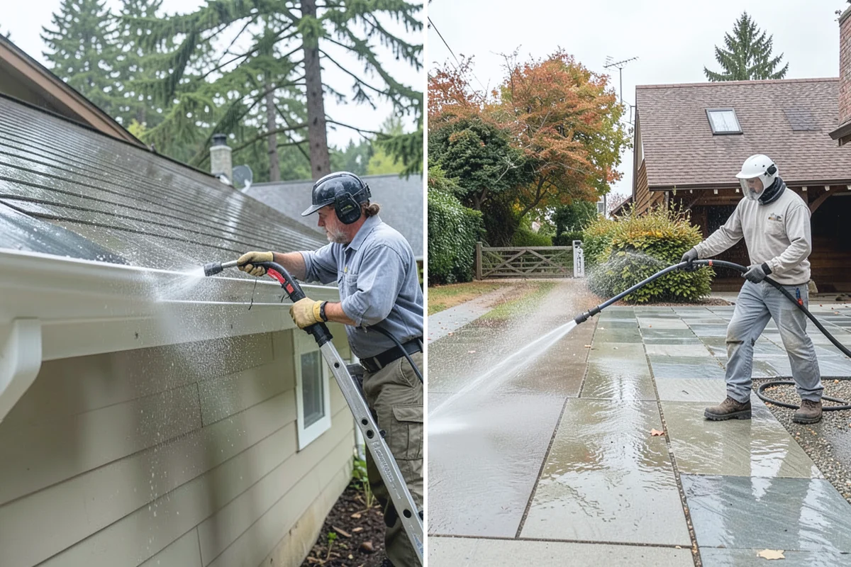 Step Pressure Washing in Bonney Lake, Pierce County, WA - Sweep loose debris and pre-soak the steps