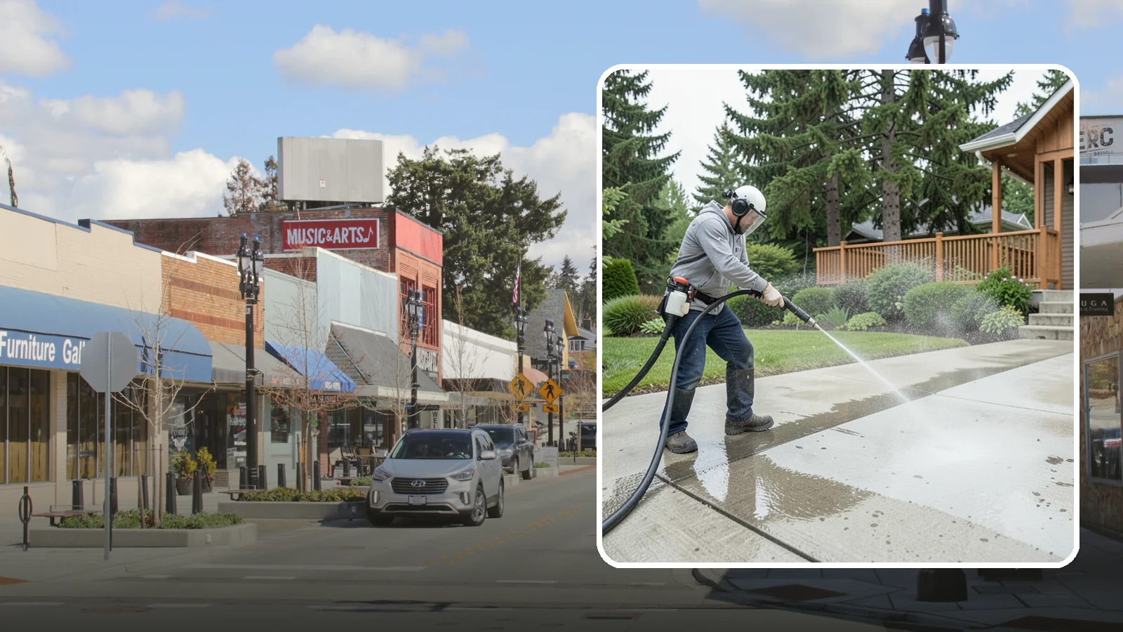 Step Pressure Washing in Bothell, King County, WA - Pressure wash concrete and hardscape steps to strip built-up grime and restore safe grip.