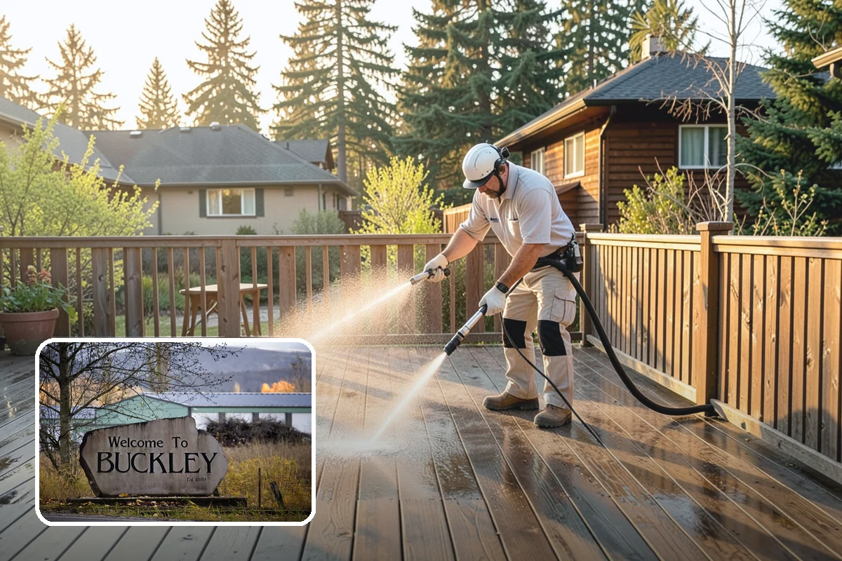 Step Pressure Washing in Buckley, Pierce County, WA - Strips compacted grime from step surfaces