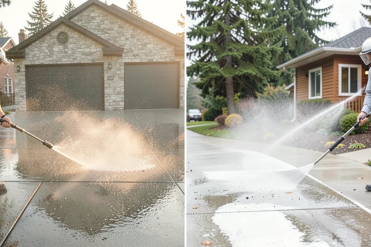 Step Pressure Washing in Burlington, Skagit County, WA - Sweep loose debris and pre-soak the steps