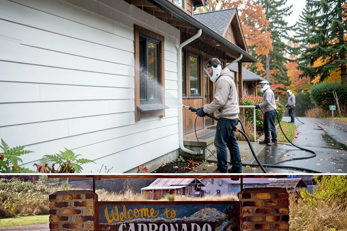 Step Pressure Washing in Carbonado, Pierce County, WA - Steps clean up best during dry summer weeks so surfaces set before wet-season traffic.