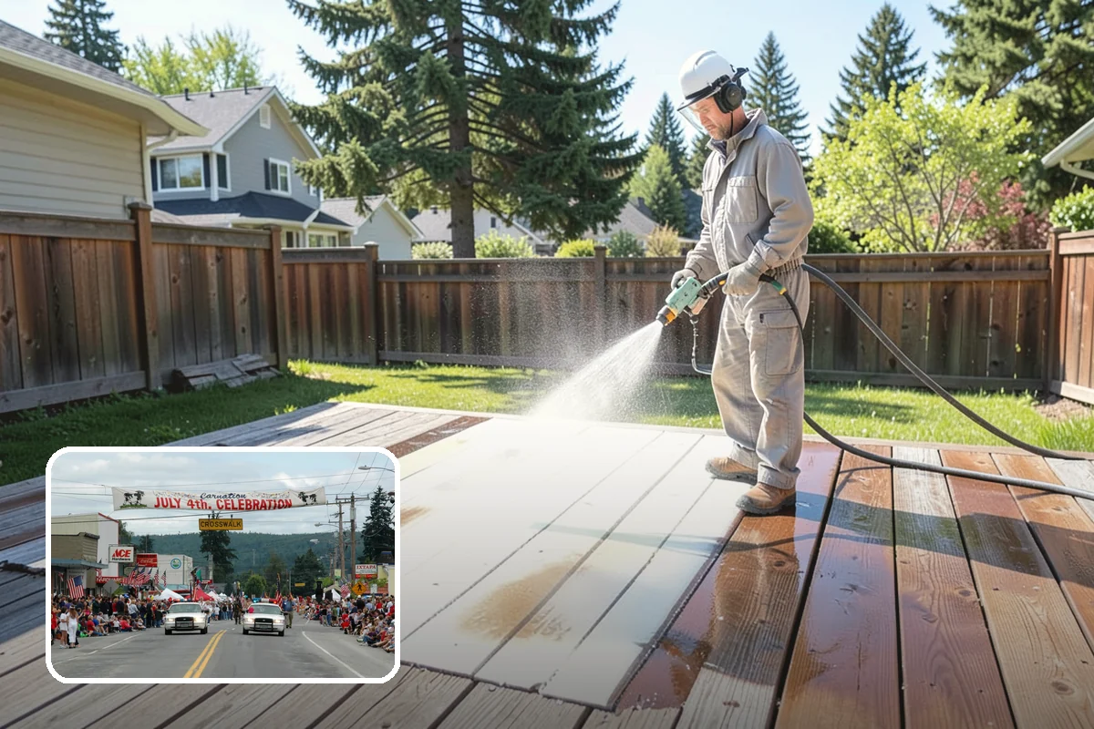 Step Pressure Washing in Carnation, King County, WA - Strips compacted grime from step surfaces