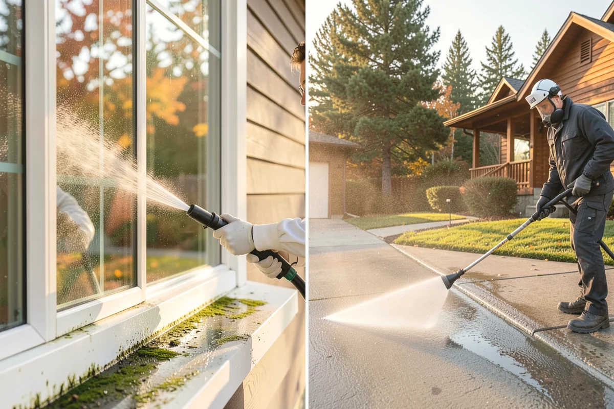 Step Pressure Washing in Carnation, King County, WA - Sweep loose debris and pre-soak the steps