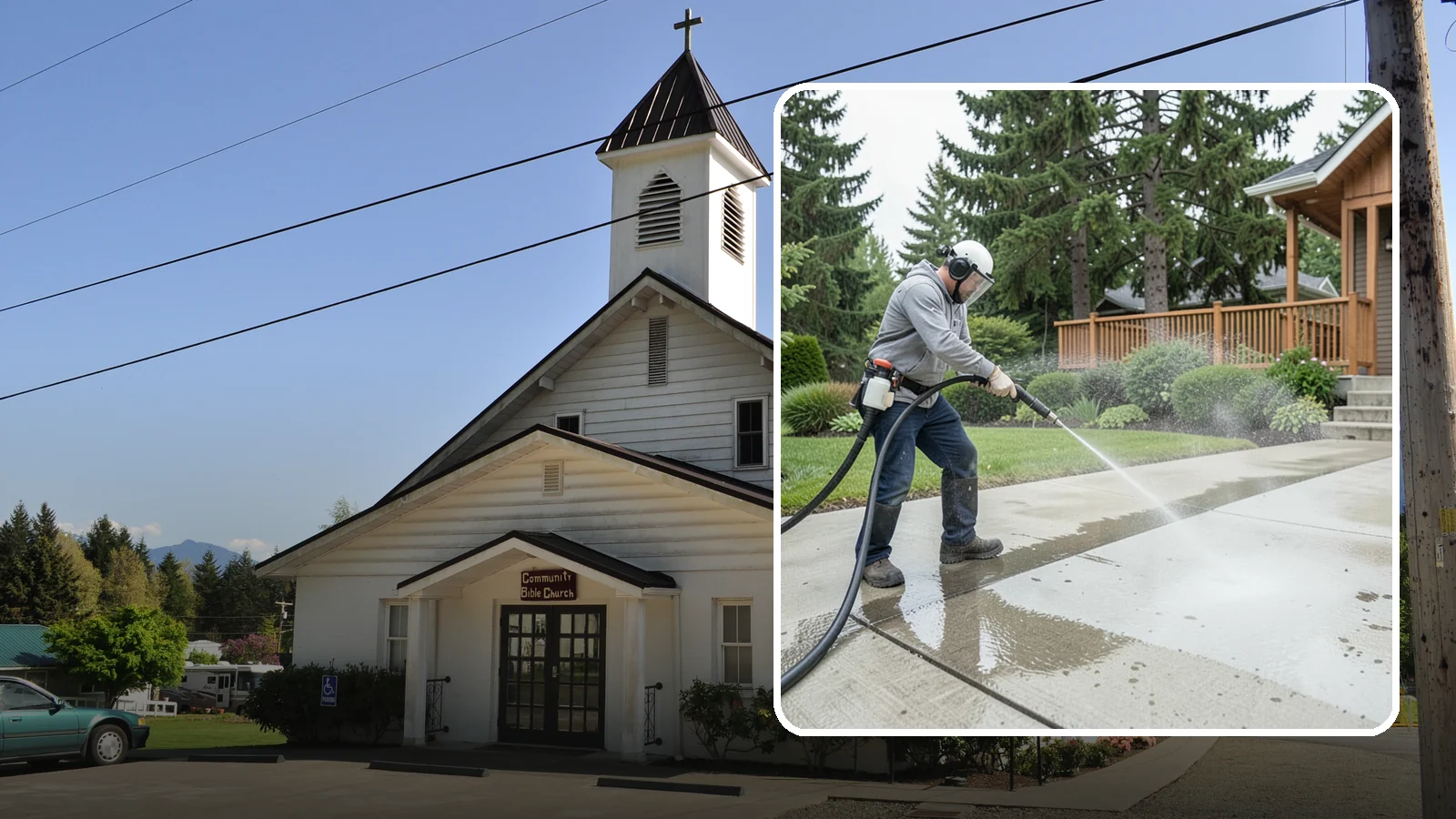 Step Pressure Washing in Concrete, Skagit County, WA - Pressure wash concrete and hardscape steps to strip built-up grime and restore safe grip.