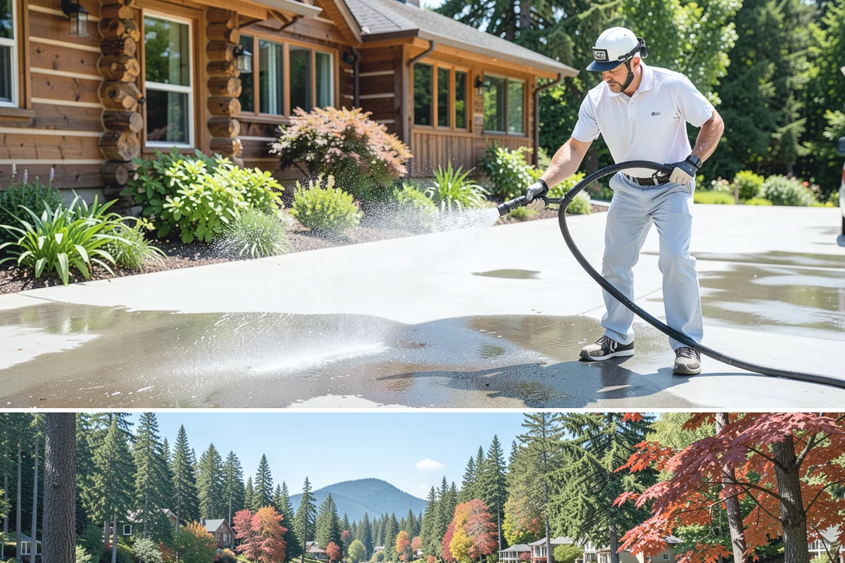 Step Pressure Washing in Covington, King County, WA - Steps clean up best during dry summer weeks so surfaces set before wet-season traffic.