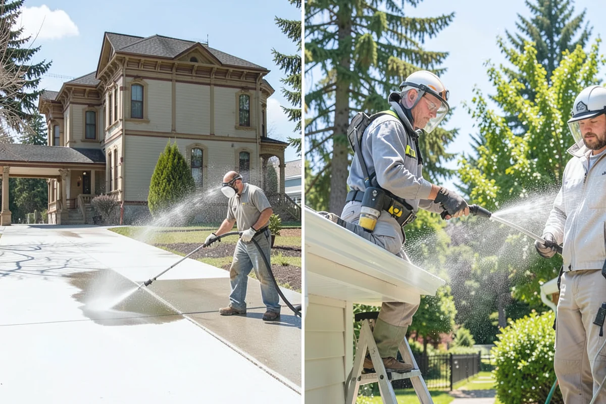 Step Pressure Washing in Darrington, Snohomish County, WA - Sweep loose debris and pre-soak the steps