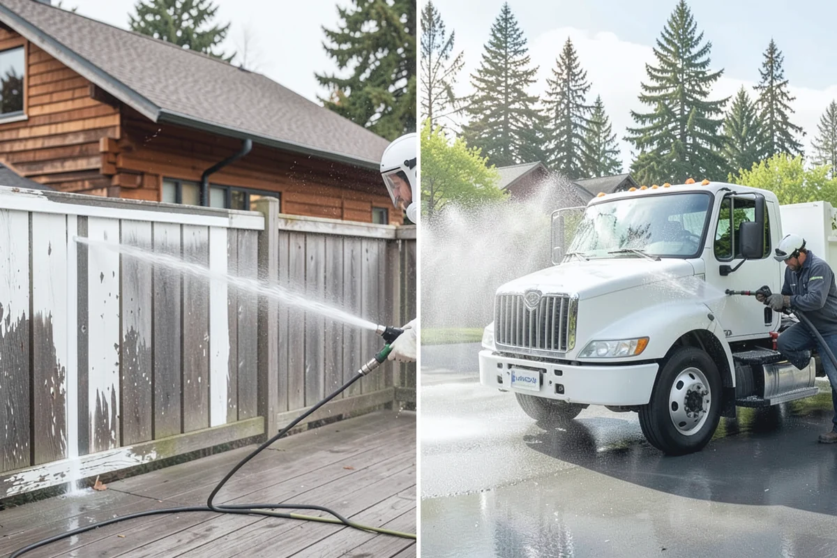 Step Pressure Washing in Des Moines, King County, WA - Sweep loose debris and pre-soak the steps