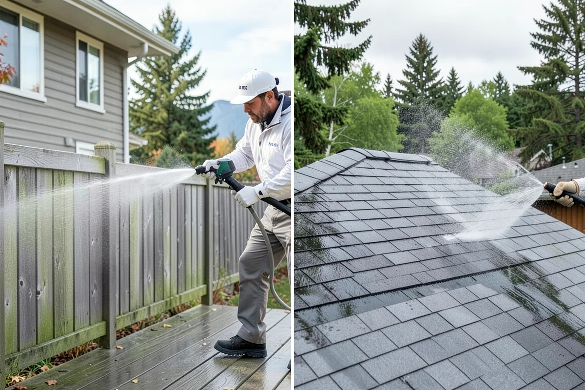 Step Pressure Washing in DuPont, Pierce County, WA - Sweep loose debris and pre-soak the steps